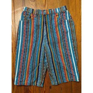 Vintage High Waist Shorts Pattern Action West Women's Size 8 Striped